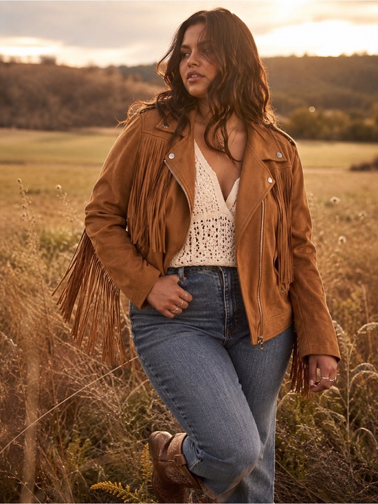 Buddy Love Jackets & Blazers - Buddy Love Francesca Camel Faux Suede Fringe Moto Jacket Western Boho Large
